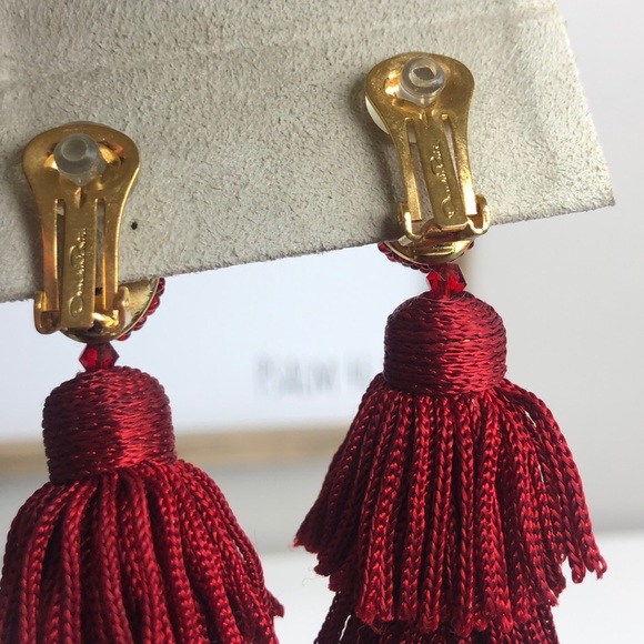 Red Multilayered ClipOn Earrings